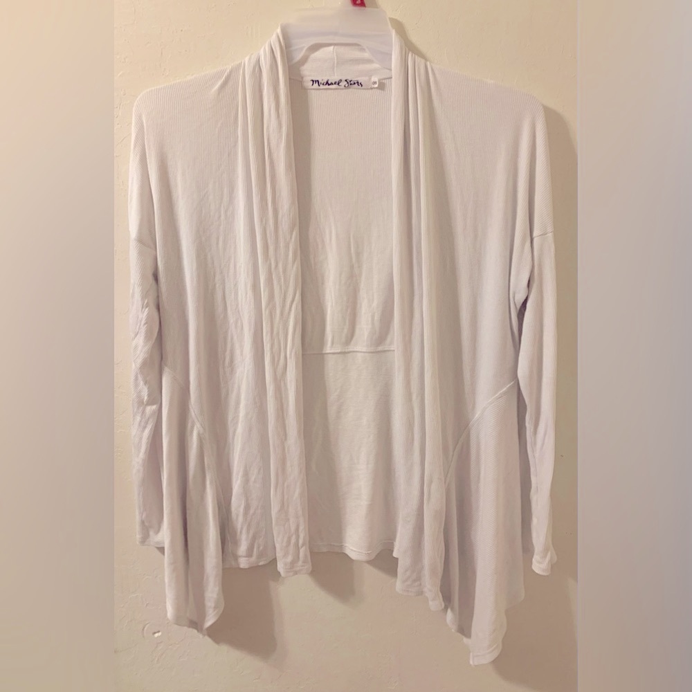 Michael Stars white ribbed cardigan #9035 one size